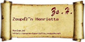 Zsupán Henrietta névjegykártya